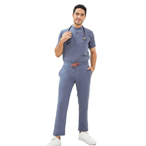 OEM ODM Stylish Woven <b>Scrub</b> Uniform Set Relaxed Fit Top and Tapered Pants For Doctors And Staff Medical Uniform - Product Image 6