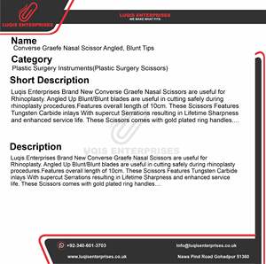 Tijeras Nasales Converse Graefe con Puntas Anguladas e Inocuas, Instrumento Quirúrgico para Rinoplastia, Acero Inoxidable - Product Image 5