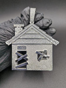 Colgante Personalizado con Incrustaciones de Piedras Moissanite con Apariencia de Diamante, Joyería Hip Hop - Product Image 2