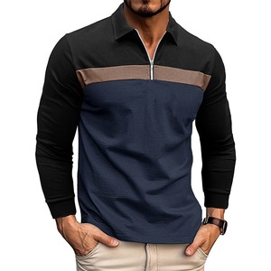 Camiseta de punto de manga corta para hombre con bloques de color, cuello redondo, ajuste regular, uso casual, ribete en contraste, granate, azul marino, gris, transpirable - Product Image 5