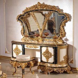 Juego de Dormitorio de Lujo Clásico Nelligan, Color Marfil Dorado, Cabecera Tapizada, Madera de Caoba Sólida Tallada a Mano, Superventas - Product Image 6