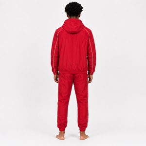 Ensemble survêtement coupe-vent rouge pour homme, veste à capuche légère en nylon et pantalon de jogging, vêtements de sport avec logo personnalisé - Product Image 6