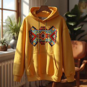 Sweat à capuche surdimensionné en coton brodé 3D personnalisé - Product Image 4