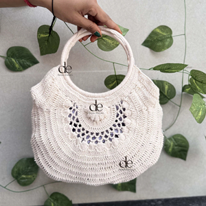 ออกแบบใหม่โครเชต์ฤดูร้อนชายหาดฟางกระเป๋าBohemian Tote Handmadeออกแบบใหม่ผู้หญิงกระเป๋าสไตล์หญ้าทะเลกระเป๋าสแควร์ - Product Image 1