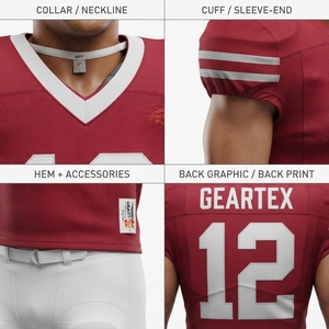 Custom Men's American Football Uniform Set Crimson Mesh Jersey and White Pant Sewn Twill Numbers OEM Sialkot Factory - Product Image 4