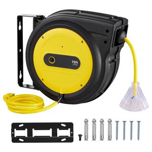 Avvolgicavo retrattile da 20m/1.5m con cavo 14AWG/3C SJTOW per impieghi gravosi, presa tripla illuminata da 75 FT (22,86m) 13 Amp - Product Image 1
