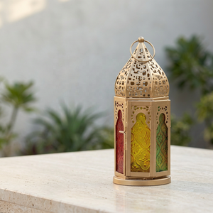 Latest Hot Selling Ramadan Home Decoration Gold Colorful Classic Moroccan <b>Candle</b> <b>Lantern</b> - Product Image 5