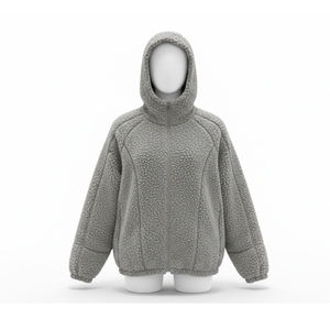 Sudadera con capucha Sharpa extragrande de alta calidad, 100% poliéster, forro polar Sharpa de 400 g/m², sin cordón, con cremalleras frontales y en los bolsillos. - Product Image 1