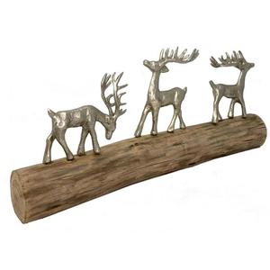 Statues décoratives rustiques en forme de tête de cerf, base en métal et bois, lot de 2, pour décoration de table, décoration de la maison, ornement de Noël, objets décoratifs - Product Image 5