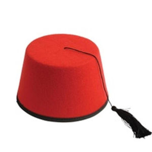 Chapeau Fez en feutre 100% laine d'Australie, bordeaux, brodé, style villageois, avec pompons dorés, vente en gros - Product Image 6