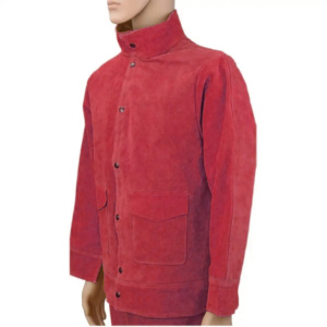 Veste de soudeur en cuir de vachette à col montant, protection industrielle du corps en cuir pour soudeurs, veste de construction - Product Image 4