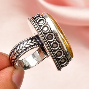 Anillo dicroico hecho a mano de plata de ley con piedras preciosas, tamaño 6, anillo elegante de lujo, regalo para mujer, joyería fina - Product Image 3