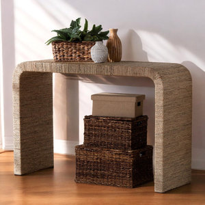 Mesa de consola de algas marinas japonesas naturales, diseño de cascada para entrada, pasillo, sala de estar, muebles tejidos - Product Image 2