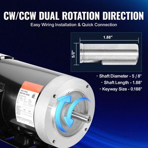 Motore Elettrico 2HP 3450 Giri/min 230V/460V Trifase con Albero Scanalato da 5/8'' AC 230V/460V Telaio 56C 1400 Giri/min per Compressore d'Aria CW/CCW - Product Image 4