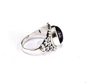 Cocktail <b>Ring</b> Vintage 925 Sterling <b>Silver</b> With Oval Amethyst Gemstone Boho Statement Jewelry Gift for Women & <b>Men</b> - Product Image 3