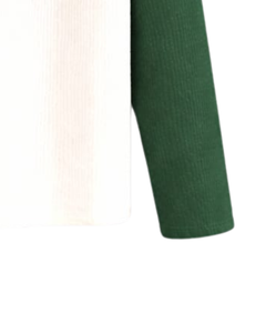 T-shirt à manches longues raglan vert foncé et blanc personnalisé pour homme, en coton côtelé, col rond, style décontracté, type baseball, fabricant et fournisseur OEM - Product Image 6