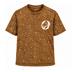 T-shirt unisexe en bronze à manches courtes et col rond, orné de perles, personnalisé, décontracté, mode streetwear, haut de gamme - Product Image 1