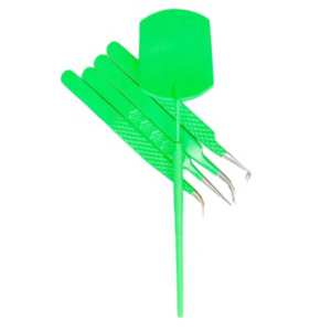 High Quality Green Coated Stainless Steel Eyelash Extension Tweezers Volume Tip with Mirror Wholesale <b>Lash</b> Tool <b>Kit</b> - Product Image 1