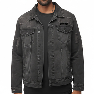 Fit Varsity <b>Denim</b> <b>Jacket</b> Men's Single Button 2026 Trendy Fashion Washed Classic Casual Long Front Customized Color Oversized - Product Image 1