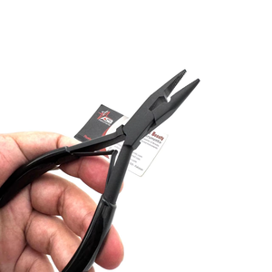 Pince à extensions capillaires noires en métal pour micro-perles, outil de pose et de retrait, pince à bec effilé en acier inoxydable avec logo personnalisé - Product Image 5