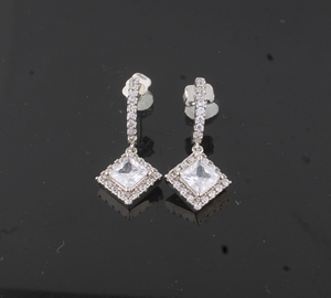 Handmade 925 <b>Silver</b> Plated Gemstone <b>Earrings</b> For Women Minimalist Style CZ Stone Boho Drop <b>Dangle</b> <b>Earring</b> Wholesale - Product Image 6