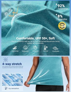 Camiseta sin mangas acanalada para hombre, mezcla de algodón y spandex, ecológica, de secado rápido, transpirable, anti-UV, estilo deportivo, cómoda, informal para el día a día - Product Image 6