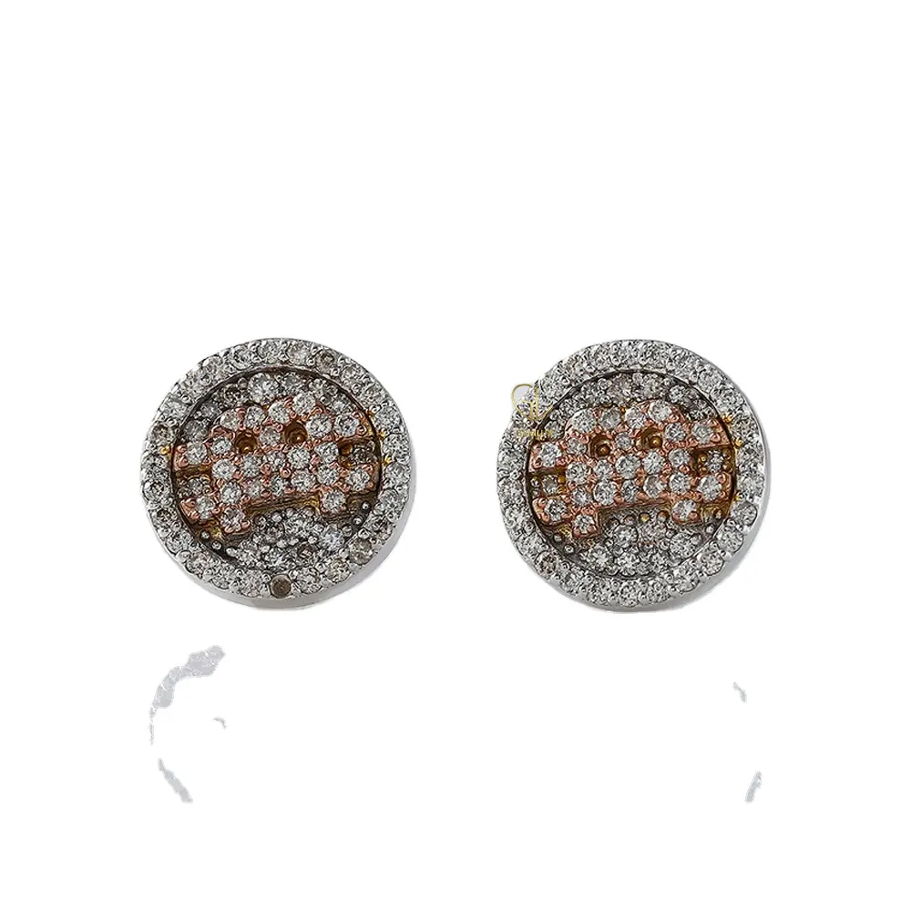 Yeni Trendy tasarım Bling VVS Moissanite elmas top küpeler 925 gümüş vida geri küpe erkekler kadınlar için