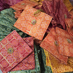 Handcrafted Rajasthani Bandhani <b>Print</b> Gota Patti Work Envelopes for Shagun Weddings and Festivals Potli Style Cash Envelopes - Product Image 1