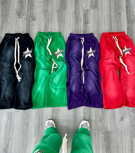 Pantalones Deportivos Bordados Saint para Hombre, Cintura Elástica con Cordón, Pantalones Casuales de Punto, Transpirables, Ligeros, Estilo Urbano - Product Image 1