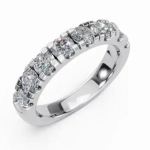 แหวนแต่งงานครบรอบประดับเพชรแล็บโกรว์ 8 เม็ด น้ำหนัก 1.20 กะรัต ดีไซน์วงแหวนประดับเพชรทรงกลมต่อเนื่อง ทำจากทอง 9 กะรัต 14 กะรัต หรือ 18 กะรัต - Product Image 1