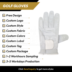 Gants de golf unisexes minimalistes en cuir Cabretta blanc uni, respirants et anti-humidité, équipement sportif professionnel - Product Image 2