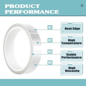 4 Rolls 20mm X 33m (108ft) <b>Clear</b> Transparent High Temperature Heat Resistant <b>Tape</b> Electronics Films <b>Tapes</b> for Heat Transfer - Product Image 3