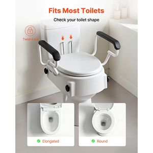 Rialzo per WC con Capacità di Carico di 136 Kg, Altezza Regolabile a 3 Livelli, Sedile Allargato, Attrezzatura di Sicurezza per Bagno - Product Image 3