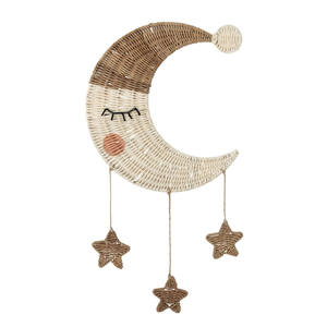 Décoration murale artisanale en rotin tressé pour chambre d'enfant, motif lune, vente en gros - Product Image 1