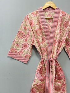 Batas Kimono de Algodón Estampadas para Mujer, Vestido Casual para la Playa, con Logo Frontal, Regalo Perfecto para Damas de Honor - Product Image 3