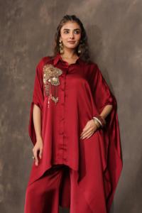 <b>Kaftan</b> <b>Top</b> with Pant Maroon - Product Image 5