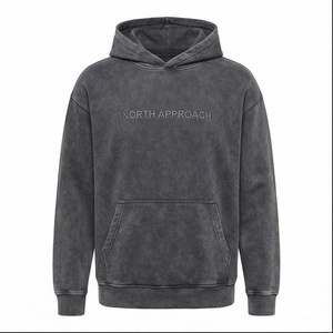 Sweat à capuche en coton lavé pour homme, coupe classique, couleur unie, poche avant, style décontracté, style automne - Product Image 4