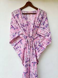 Vestido Kaftan Casual de Verano sin Mangas con Estampado Floral Tropical Digital, de Algodón, para Mujer, Islas del Pacífico Asiático - Product Image 4