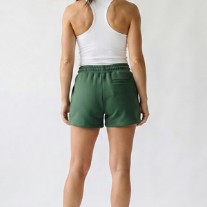 Women's High Waist Regular Fit Polyester/Cotton Fleece Sweat Shorts <b>Gym</b> Training Quick Dry Breathable Embroidery - Product Image 2