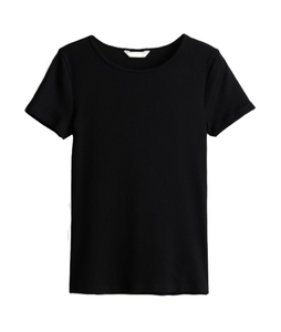 Camisetas de manga corta de algodón acanalado para mujer, talla grande, transpirables, de alta calidad, para verano, con logo personalizado. - Product Image 4
