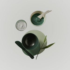 Tazón mezclador de silicona Mariaposatte Mariposa para colores de cabello, color beige cemento/verde aurora, hecho en Corea. - Product Image 2