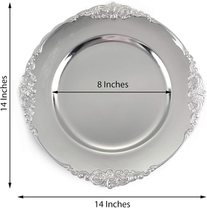Assiettes de présentation argentées avec finition métallique raffinée pour la vaisselle, les réceptions de mariage, les banquets, la restauration, la décoration de table de fête - Product Image 2