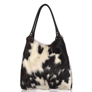 Bolso Tote de Cuero con Pelo de Vaca Estilo Occidental, Bolso de Viaje de Cuero Genuino Vintage de Gran Capacidad - Product Image 1
