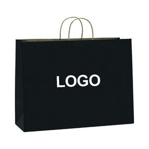 Sac en papier kraft biodégradable noir avec poignées torsadées, logo personnalisable, pour cadeaux, restaurants, plats à emporter, sacs de shopping - Product Image 4