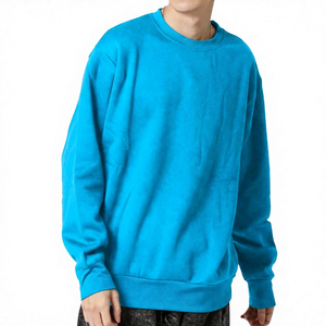 Sudadera de Cuello Redondo Extra Grande para Hombre, Color Azul Marino, Corte Regular, Color Sólido, Informal, Tejida, 100% Algodón, para Otoño - Product Image 5