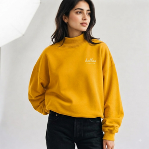 Sudadera informal de invierno para mujer de Hellas Fashion, cuello simulado, suave, ligera, de algodón polar, de secado rápido, con hombros caídos, larga - Product Image 1