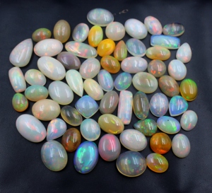 Wholesale Natural White Ethiopian <b>Opal</b> Cabochon Multi Fire Loose Gemstone Multi Fire Effect White <b>Opal</b> <b>Ring</b> October Birthstone - Product Image 2