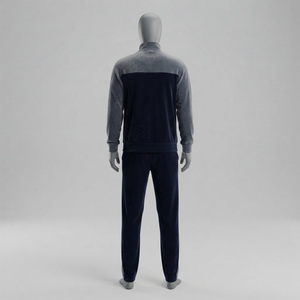 Custom Men's Velour Tracksuit Set Full Zip Breathable Loose Fit <b>Track</b> Jacket Jogger Pants Winter Midweight OEM For Boys - Product Image 3