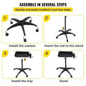 Mayo ขาตั้งถาดทางการแพทย์รถเข็นสักสแตนเลสปรับความสูงได้ประกอบง่าย2ถ้วย1ห่วงโลหะสำหรับคลินิกสปาส่วนบุคคล - Product Image 6