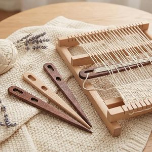 Large Handmade Simple Eco-Friendly Square Wooden Nalbinding Needle Two Eye Weaving Knitting Sewing Tapestry <b>Wool</b> Yarn <b>Craft</b> Tool - Product Image 5